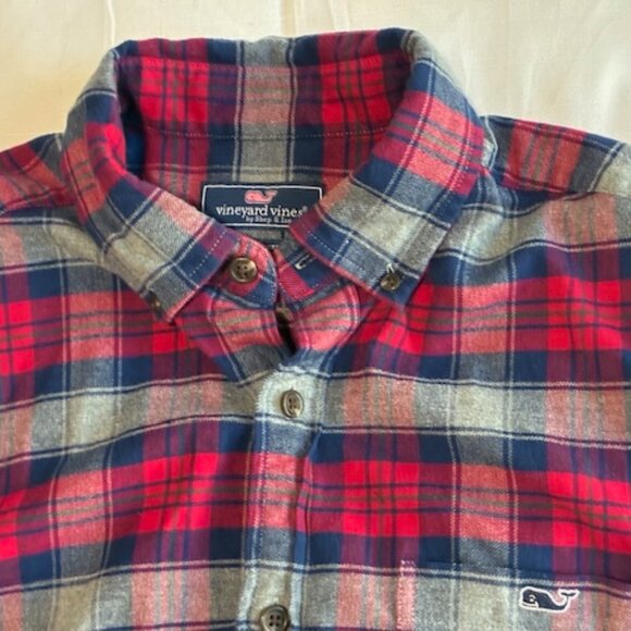 Vineyard Vine Shirt Men Classic Fit Tucker Plaid Button Down Flannel Red Blue - Picture 1 of 3